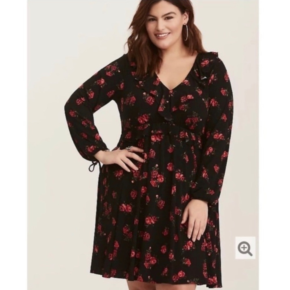 NWT torrid black floral jersey knit skater dress